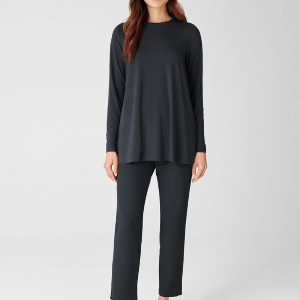 Eileen Fisher “The System”  Washable Stretch Crepe Pant in Graphie